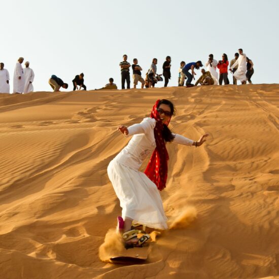 Sandboarding in Dubai Desert